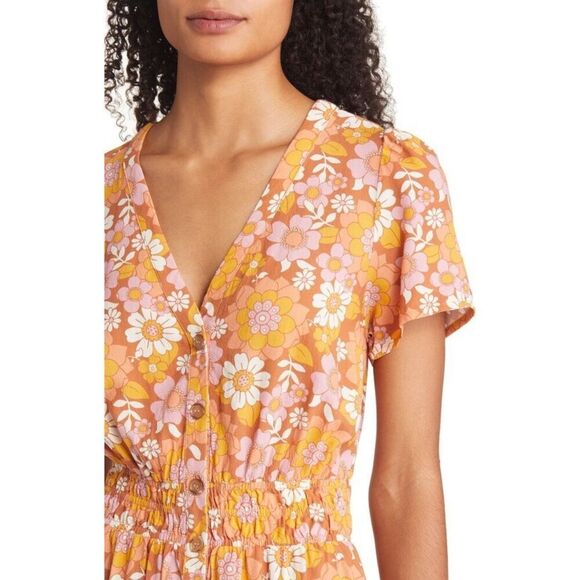 ✨Marine Layer Annika Floral Print Smocked Midi Sz XS Dress✨ - Picture 7 of 14